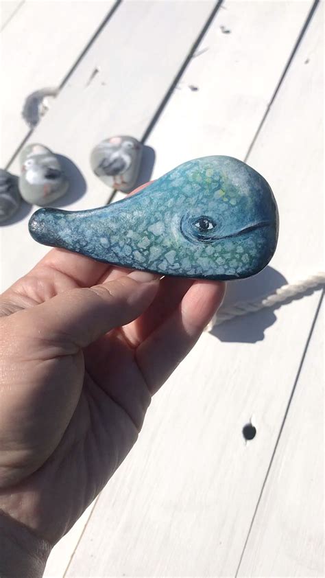Beach House Decoration Painted Rocks Whale Painting Painted Rock