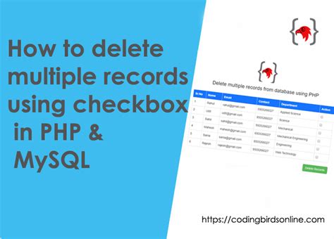 Delete Multiple Records In Php Using The Checkbox Coding Birds Online