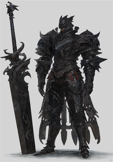 Anime Black Knight Armor Concept Art Characters Dragon Armor Knight
