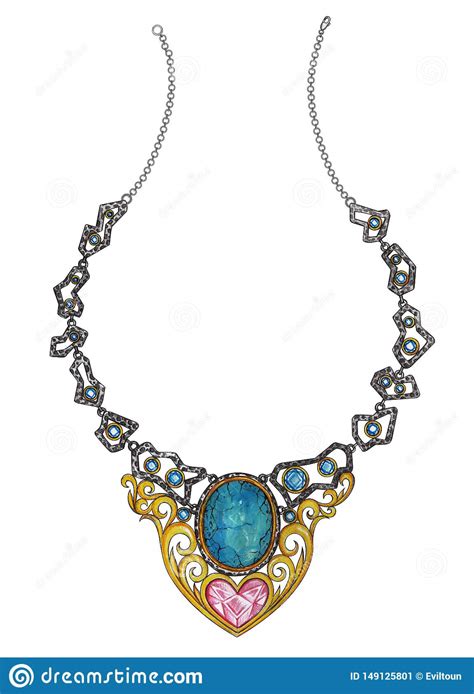 Art Vintage Mix Modern Necklace Jewelry Stock Illustration