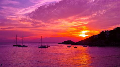 Stunning Pink Sunset In Ibiza 1920x1080 Wallpaper