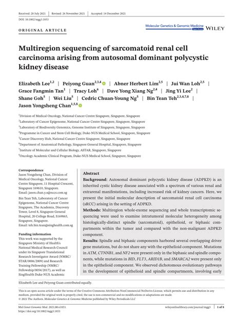 Pdf Multiregion Sequencing Of Sarcomatoid Renal Cell Carcinoma