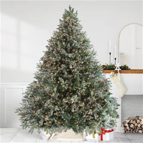 9 Pre Lit Green Flocked Jasper Balsam Fir Artificial Christmas Tree