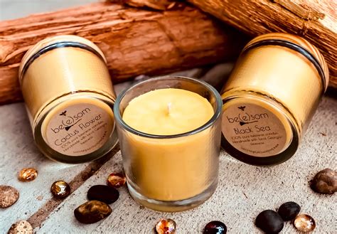 Pure Organic Beeswax Candle In A Large Glass Jar Topped With Wooden Lid