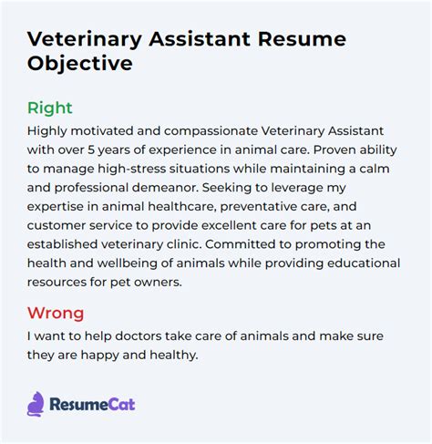 Top 16 Veterinary Assistant Resume Objective Examples
