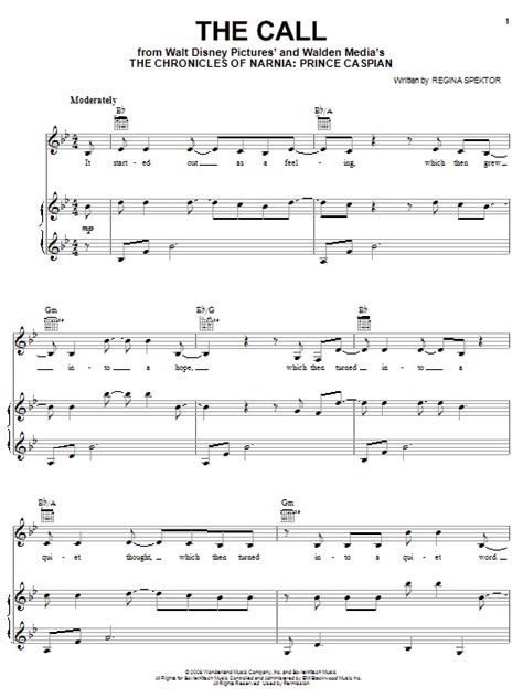 The Call Sheet Music By Regina Spektor Piano Vocal And Guitar Right