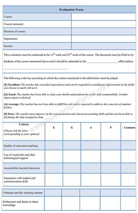 Evaluation Forms Templates