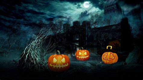 Download Pumpkins And Haunted Houses Halloween Phone Wallpaper