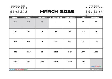 Printable March 2023 Calendar Free Printable Calendar
