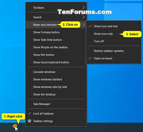 Add Or Remove News And Interests Icon On Taskbar In Windows 10