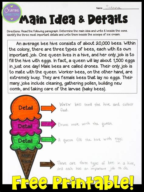 Main Idea And Supporting Details Worksheet 5th Grade