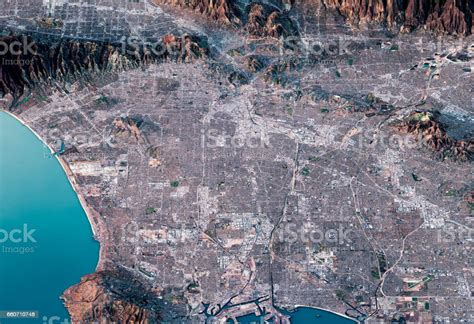 Los Angeles 3d Render Satellite View Topographic Map Horizontal Stock