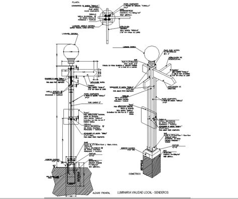 Light Pole Structure And Construction Drawing In Dwg File Cadbull
