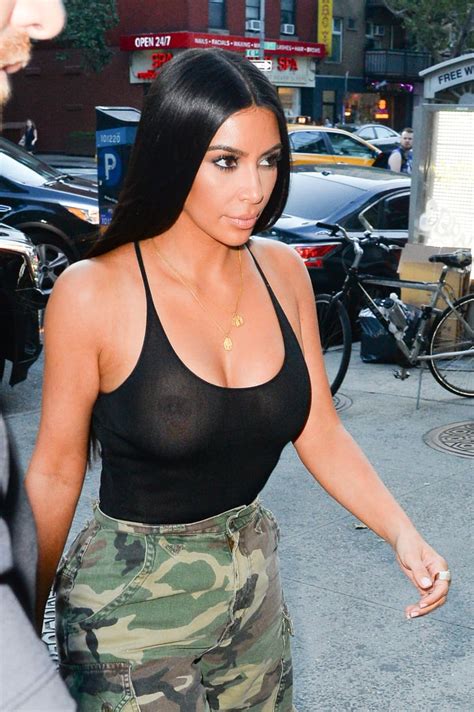Kim Kardashian Wearing See Through Top In Nyc August 2017 Popsugar