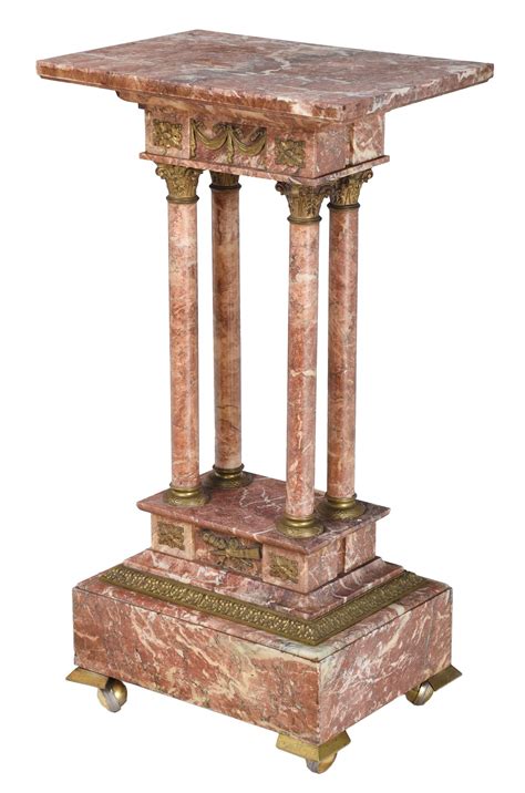 Continental Neoclassical Style Bronze Mounted Rouge Marble Portico