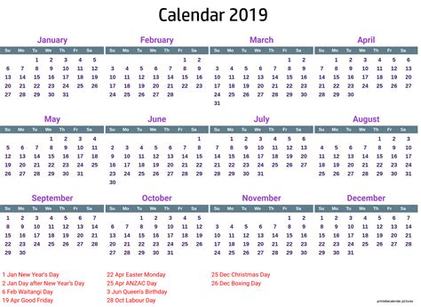 2019 Calendar Printable With Holidays Calendar Printables Holiday