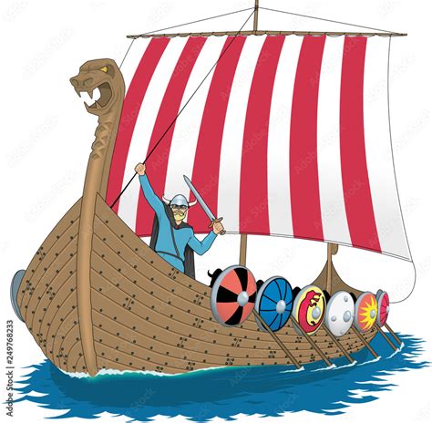 Viking Ship Vector Illustration Stock Vector Adobe Stock