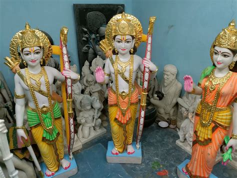 White Painted Shri Ram Darbar Marble Statue, For Worship, Rs 51000 /set ...