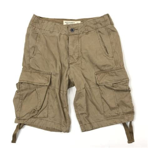 abercrombie and fitch cargo shorts size 28 mens dark khaki thick heavy button fly ebay