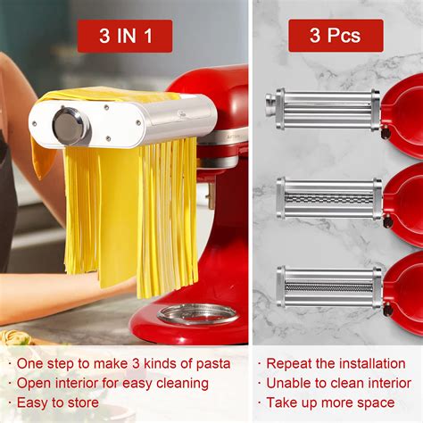 Pasta Maker Attachment For Kitchenaid Stand Mixers 3 In 1 Set Includes