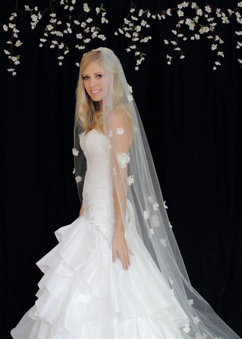 Wedding hair by liz venue: wedding veils | Cathedral Length (110 inch) 3D Silk Flower ...