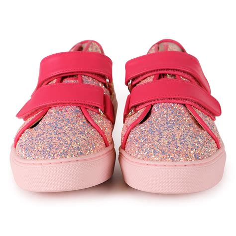 minna parikka girls glitter and hot pink velcro sneakers — bambinifashion