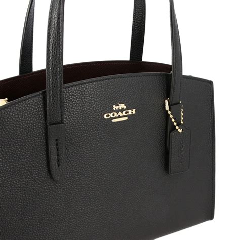 Coach Outlet Charlie Shopping Bag In Grained Leather Tote Bags Coach