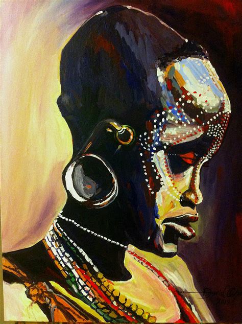 Tribal Woman Painting By David Obi Fine Art America
