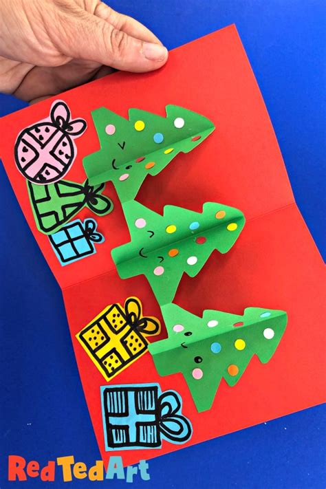 Easy Pop Up Card How To Projects For Kids Red Ted Art Christmas