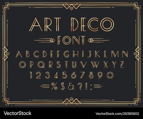 Golden Art Deco Font Luxury Decorative 1920s Vector Image