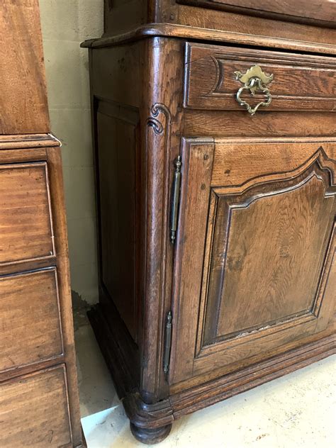 Circa 1760 French Provincial Oak Dresser Cabinet With Glass Doors And