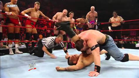 John Cena Randy Orton Battle The Entire Raw Roster Youtube
