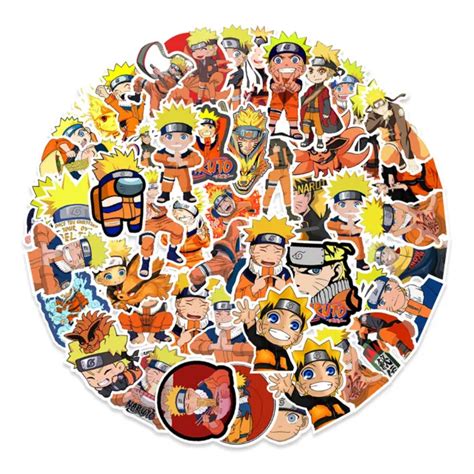 50 Pcs Vinyl Stickers Naruto Uzumaki Anime Character Skateboard