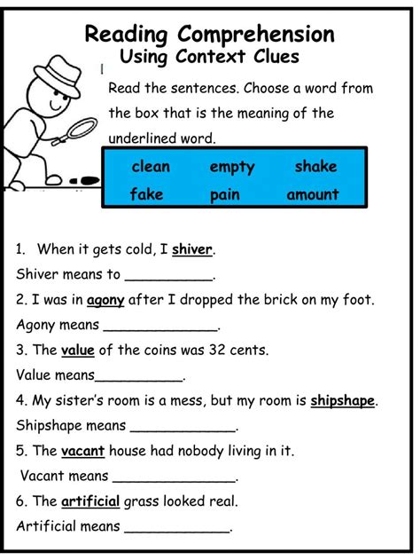 3rd Grade Context Clues Worksheets Pdf