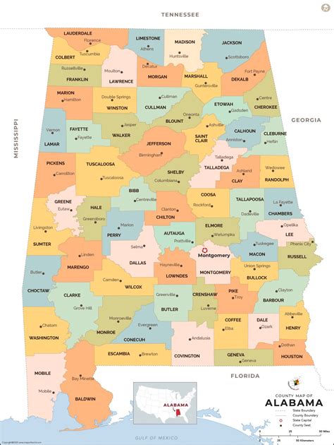 Alabama Counties Map With Cities