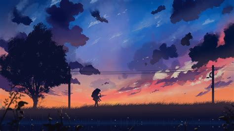 Download 3840x2160 Anime Landscape Windy Tree Painting