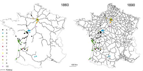 Development Of The French Railway Network Over Time The Maps Show The