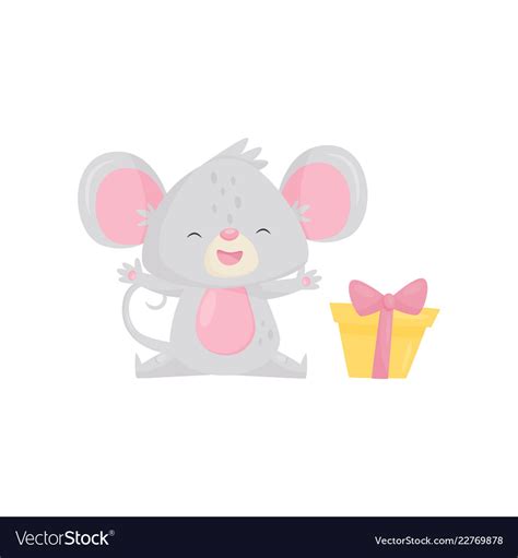 Joyful Little Mouse Sitting With Paws Raised Vector Image