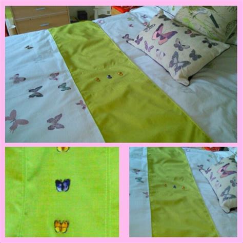 Green Butterfly Custom Made Bed Runner Please Contact Me If You Would