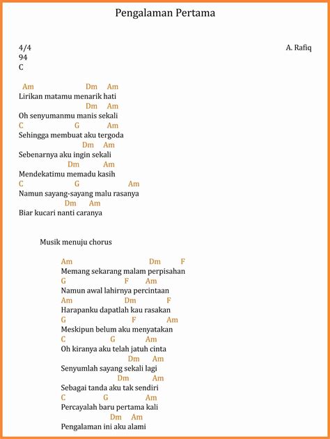 Chord Lagu Pengalaman Pertama - A. Rafiq - SEKITAR MUSIK