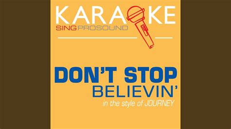 Don T Stop Believin In The Style Of Journey Karaoke Lead Vocal Demo