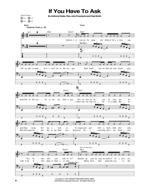 If You Have To Ask Sheet Music Red Hot Chili Peppers Bass Guitar Tab