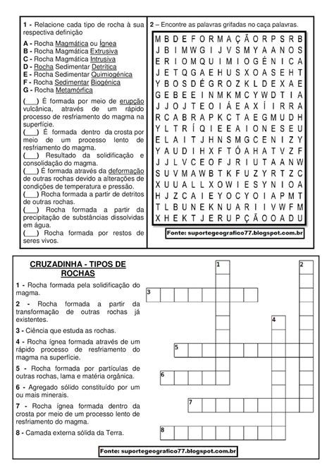 Atividades Sobre Rochas 3 Ano Fundamental