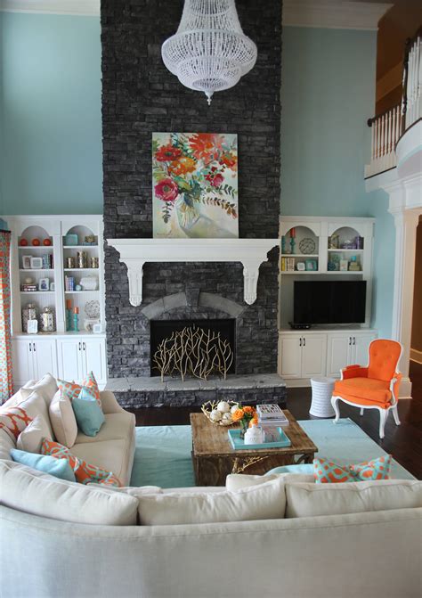 Orange And Turquoise Living Room Decorating Ideas Leadersrooms
