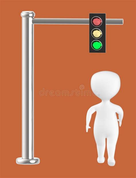 3d Character Man Walking Traffic Light Green On Stock Illustration