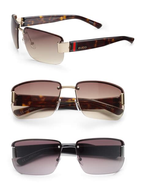 Gucci Rimless Rectangle Sunglasses In Black For Men Lyst