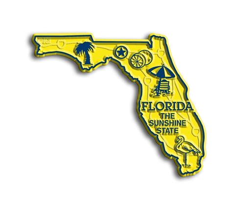 Florida The Sunshine State Map Fridge Magnet