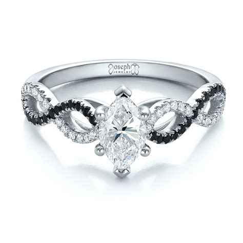 Custom Black And White Diamond Engagement Ring 100607
