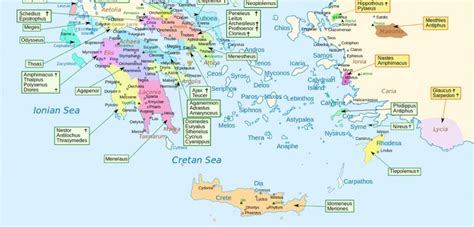 Map Showing The Homeland Of Every Character In Homers Iliad