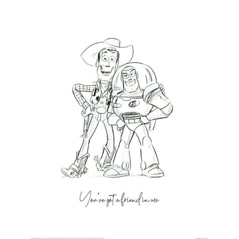 Disney Toy Story Buzz And Woody Sketch Paper Print Uk